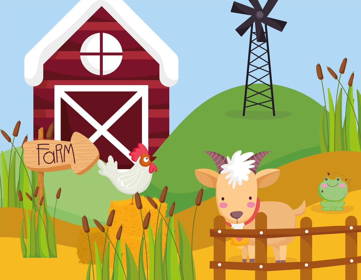 Cute animals in a farm vector