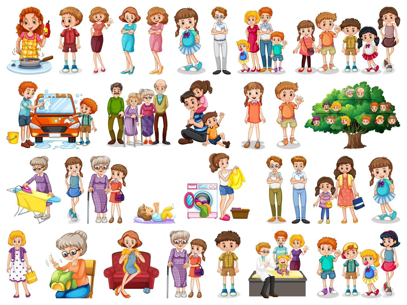 Group of family member characters vector