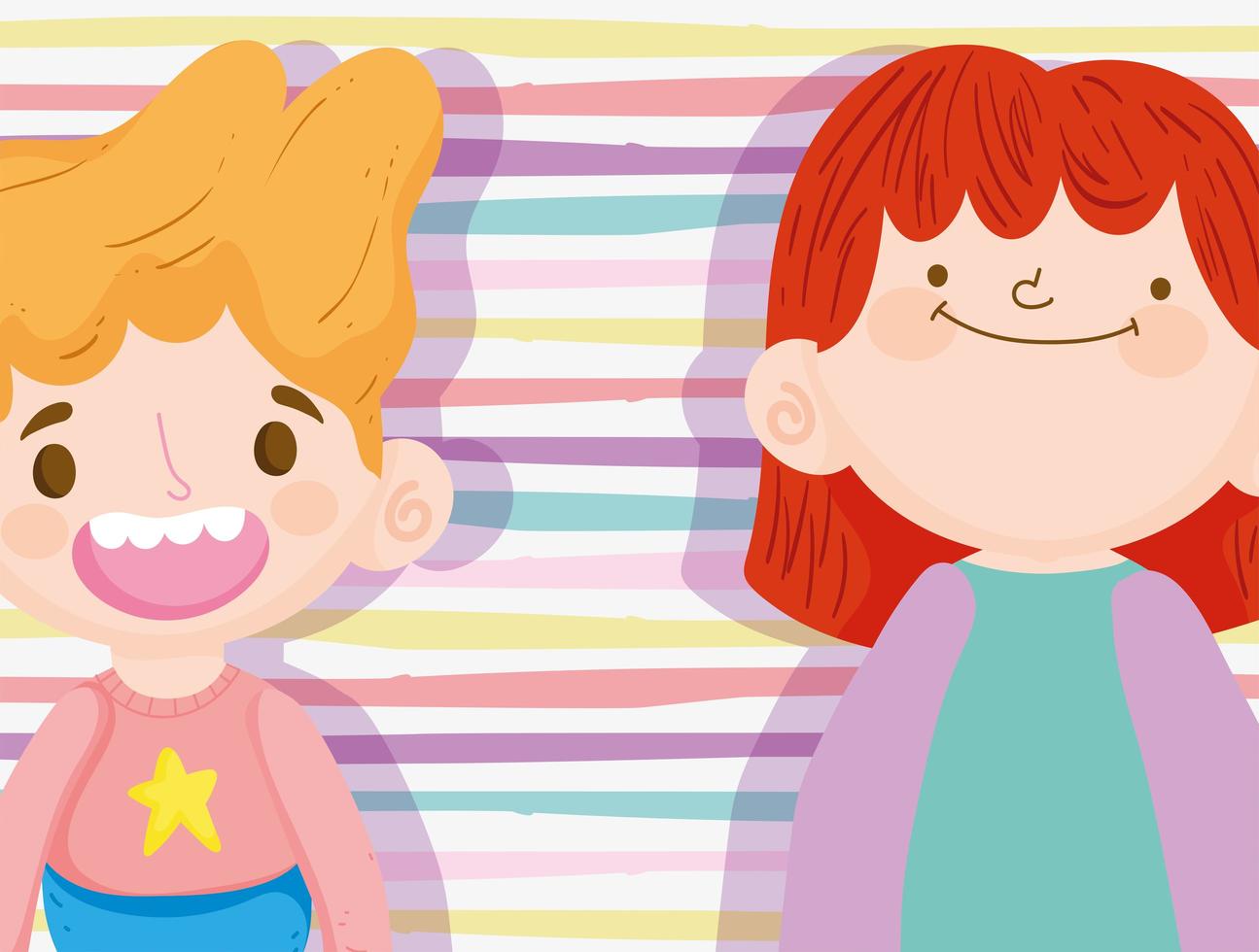 Little kids on a stripped background vector