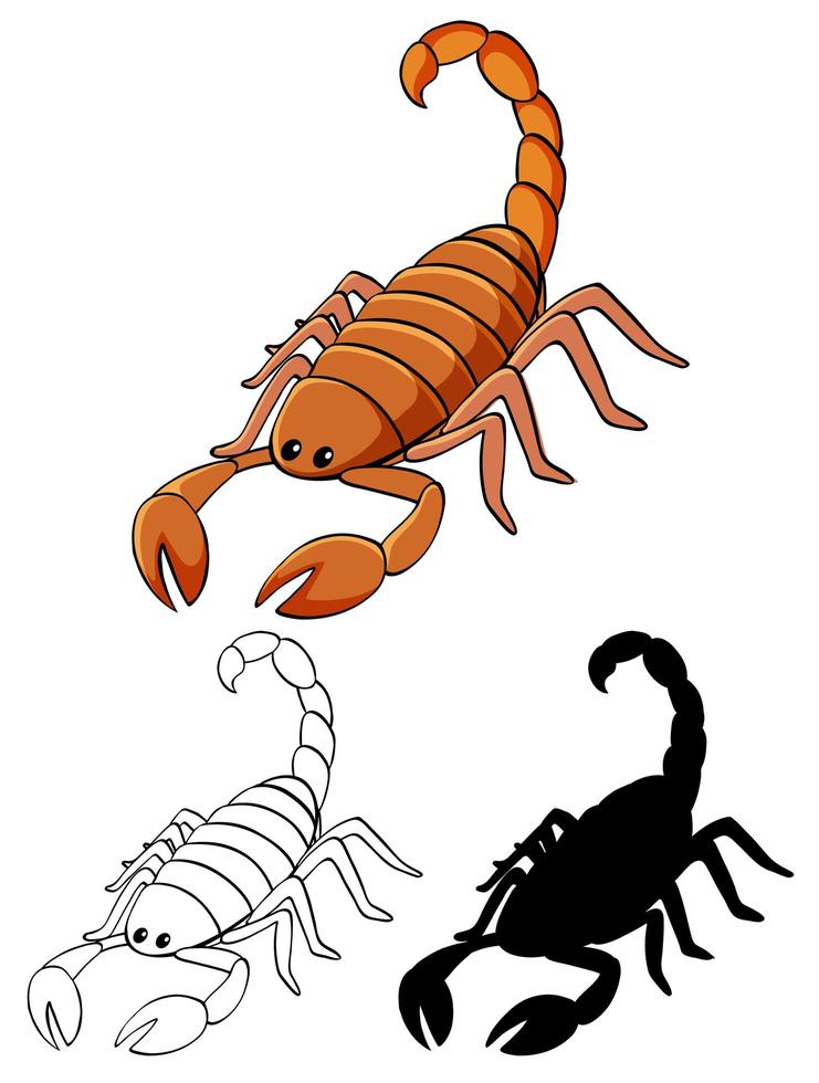 Set of scorpion cartoon vector