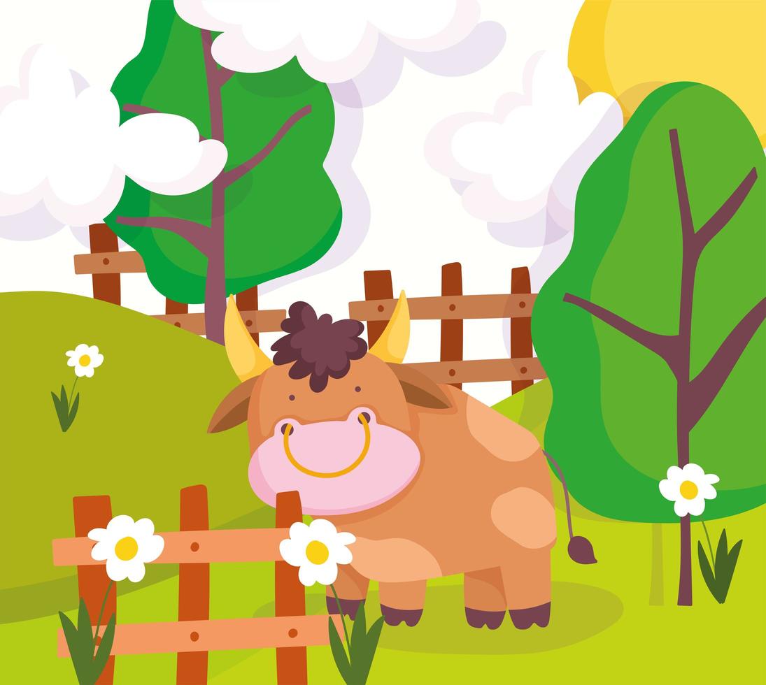 Cute farm bull vector