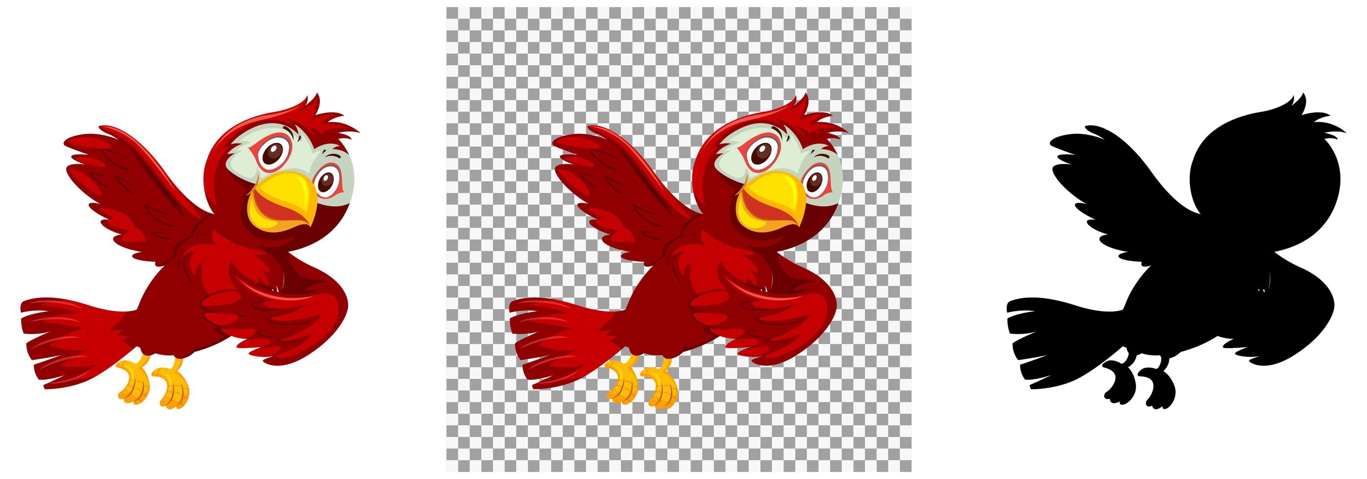 Cute red bird cartoon character vector