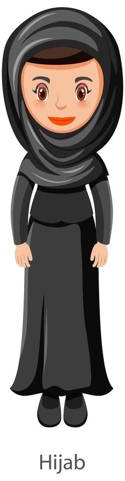 A woman wearing Hijab Islamic traditional veil cartoon character vector