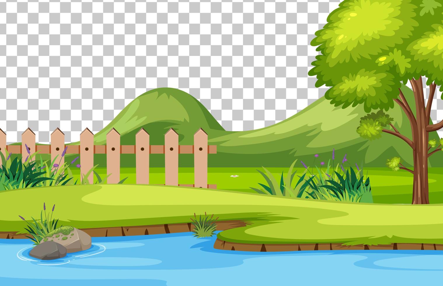 Blank nature park scene landscape on transparent background vector