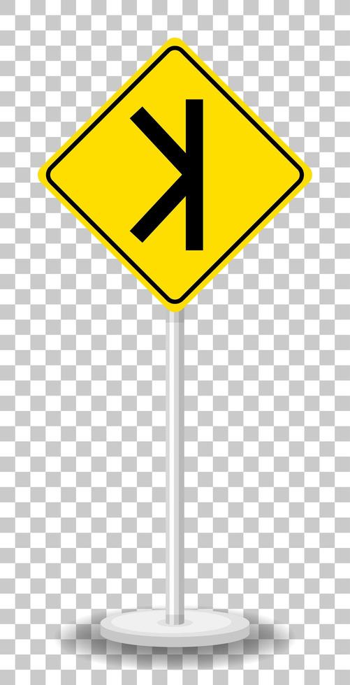 Yellow traffic warning sign on transparent background vector