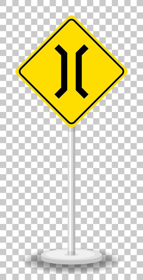 Yellow traffic warning sign on transparent background vector