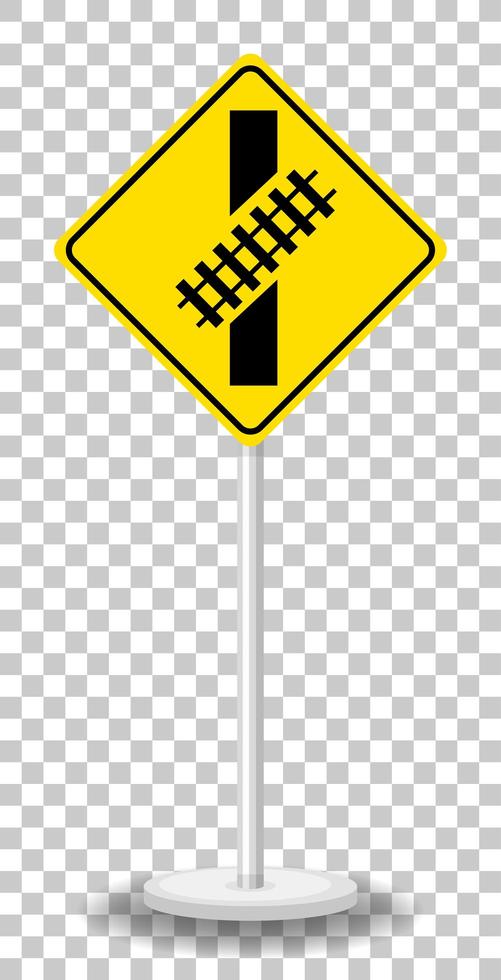 Yellow traffic warning sign on transparent background vector