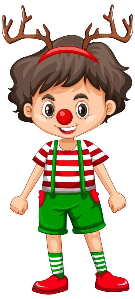 Cute boy in christmas costume cartoon character vector