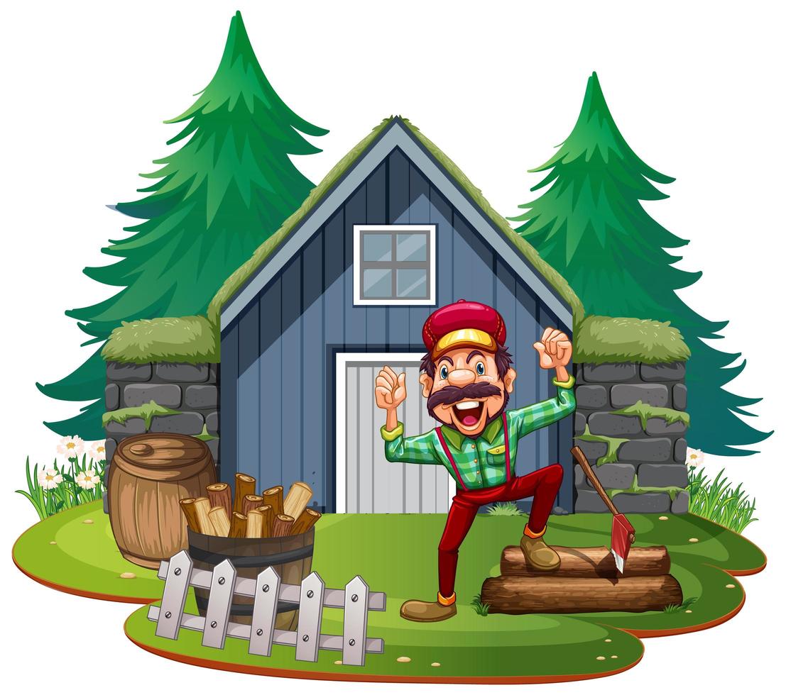 Lumberjack in fron of the house vector