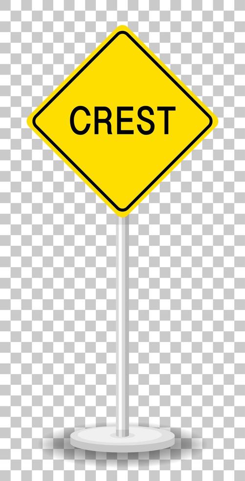 Crest road sign with stand isolated on transparent background vector