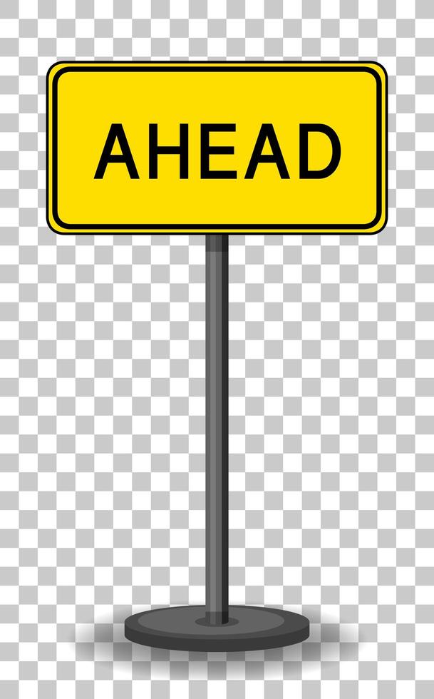 Yellow traffic warning sign on transparent background vector
