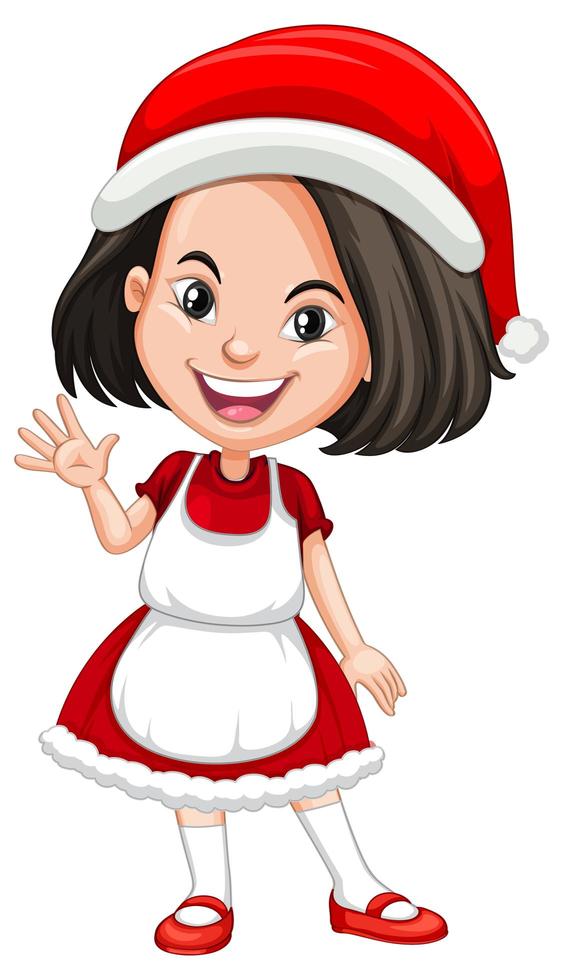 linda chica en traje de navidad personaje de dibujos animados vector