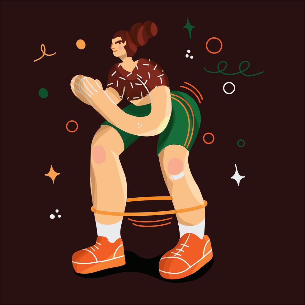 Trendy style hand drawn sport girl doing squats vector