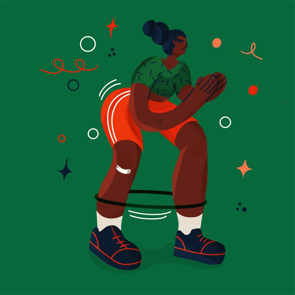 Trendy style hand drawn sport girl doing squats vector