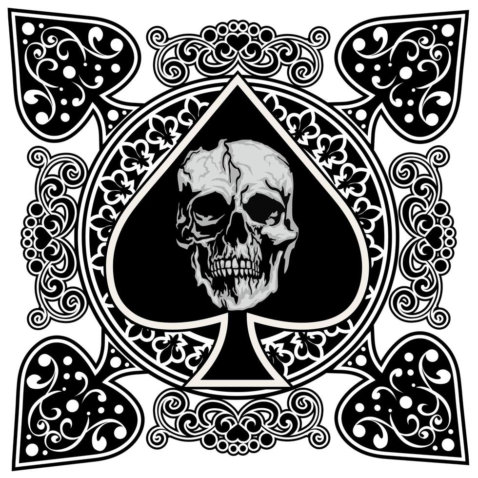 Ace of spades with skull head vector