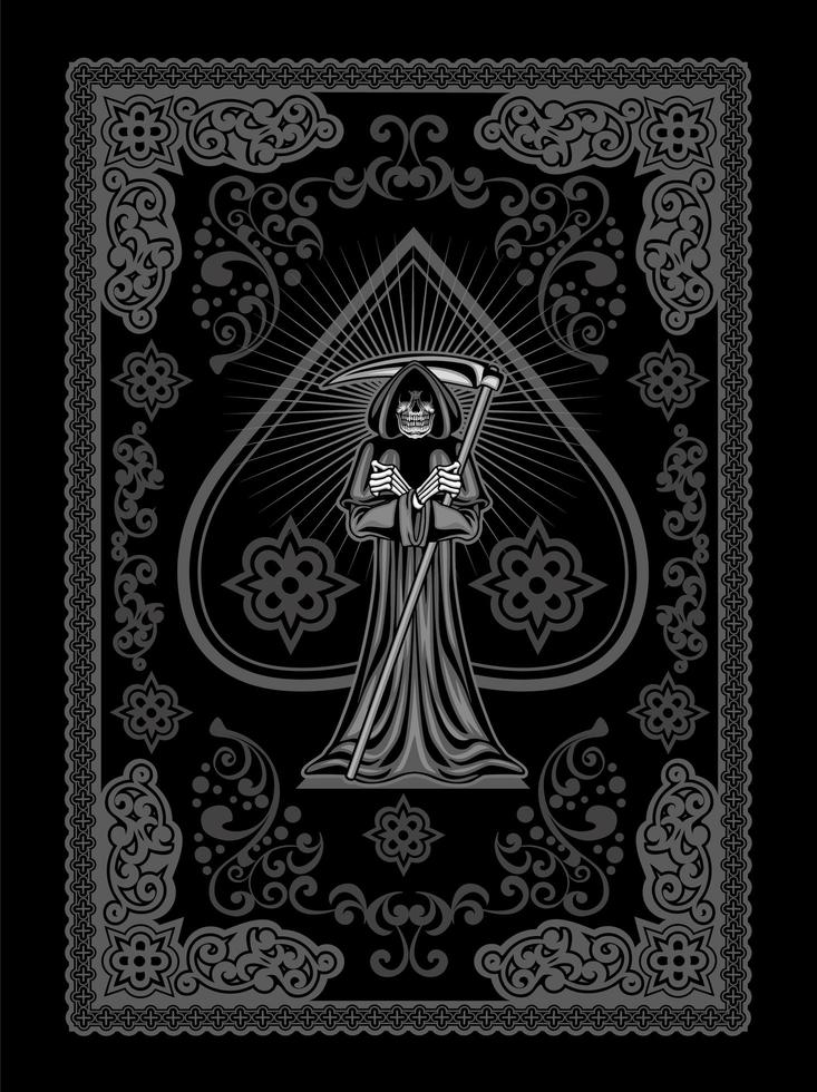 Grim reaper skull of spades card design vector