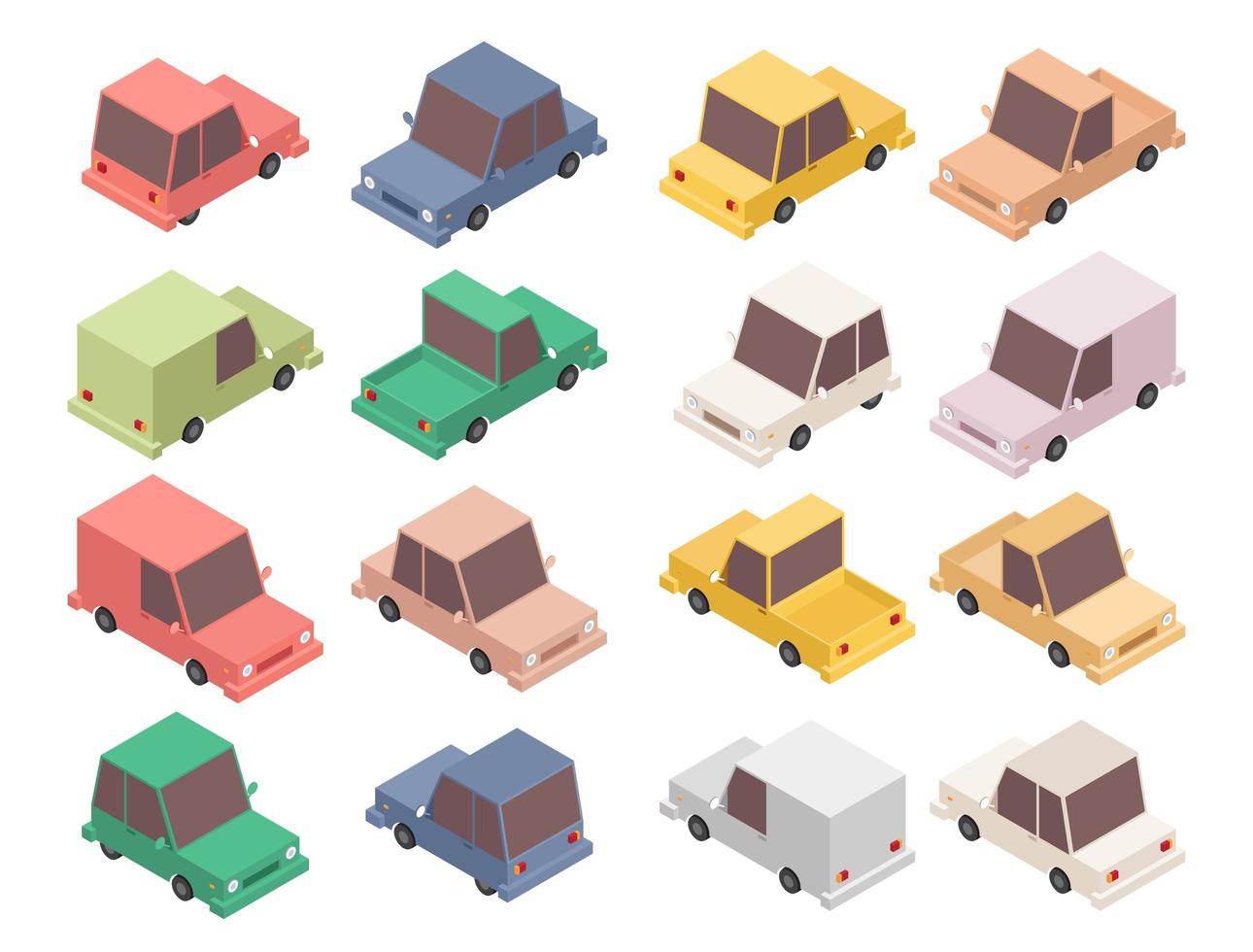 Isometric colorful car set vector