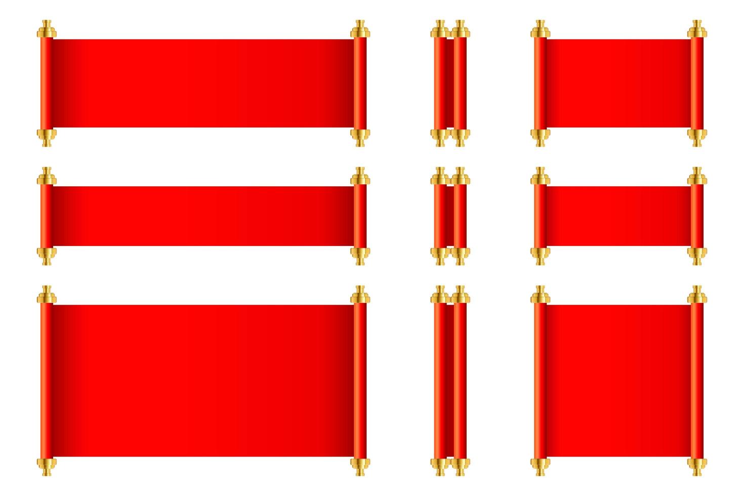 Red paper scroll set vector