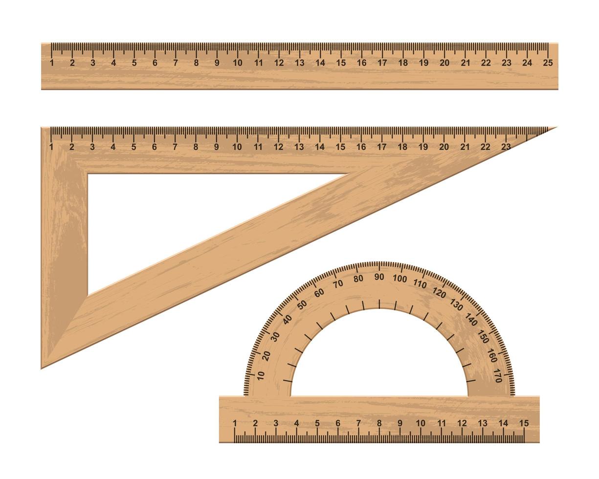 Set of wooden ruler instruments vector