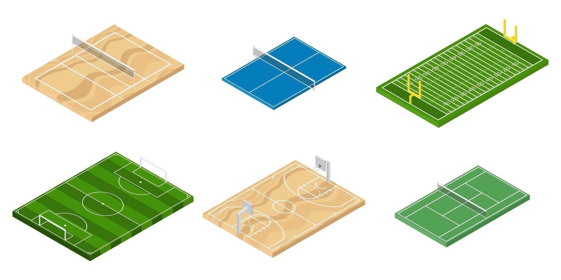 Isometric sport fields set vector