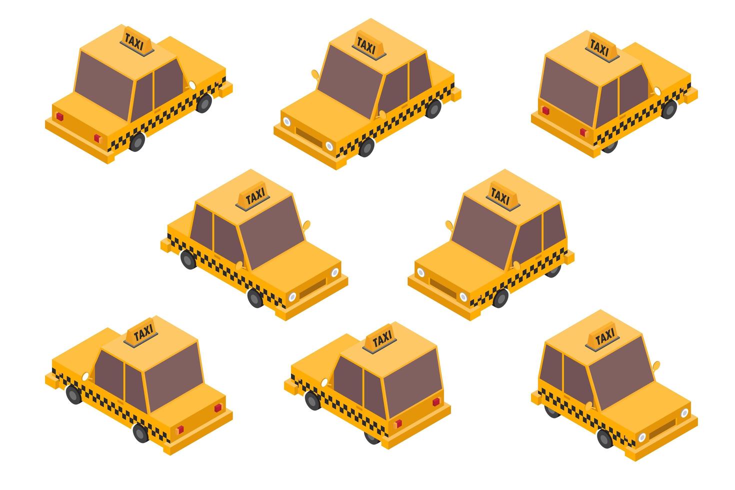 Isometric taxi car set vector