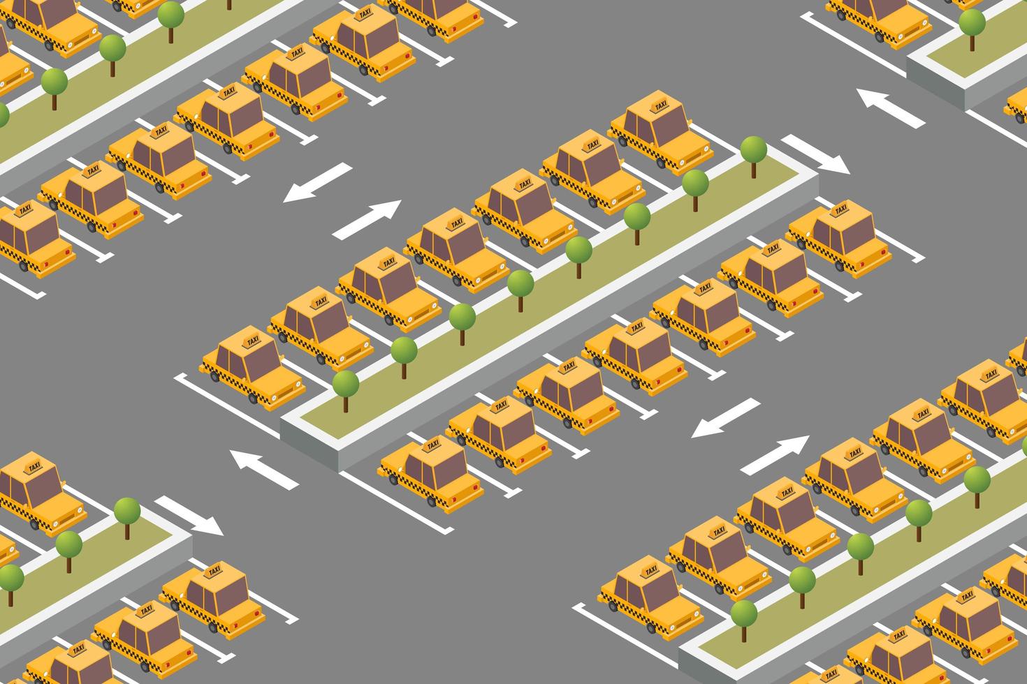 Isometric taxi parking composition vector