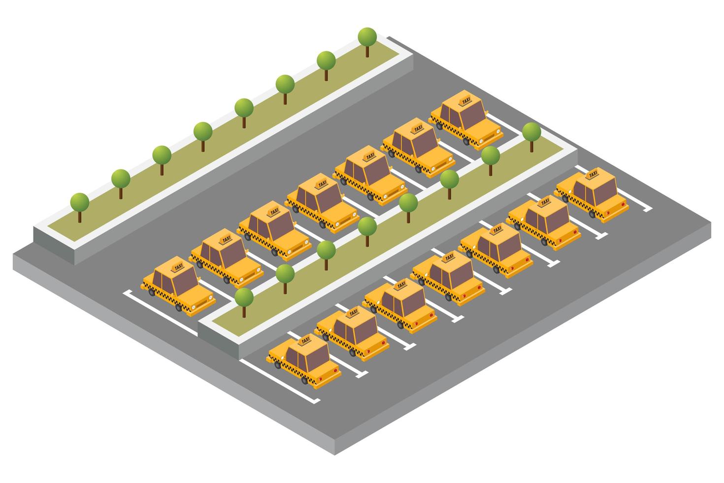 Isometric taxi parking composition vector