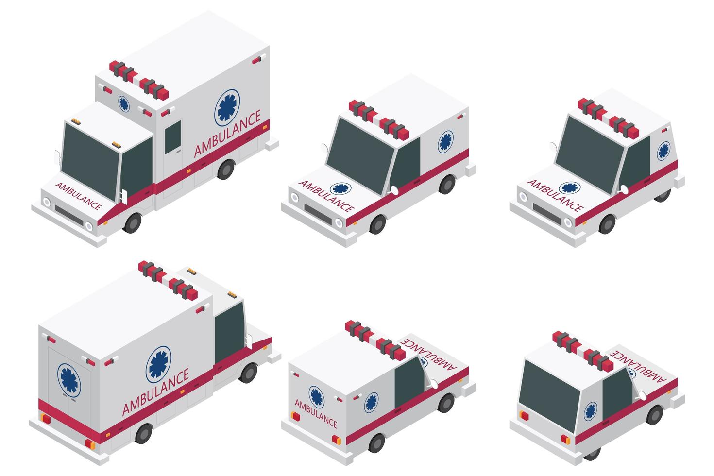 Isometric ambulance set vector