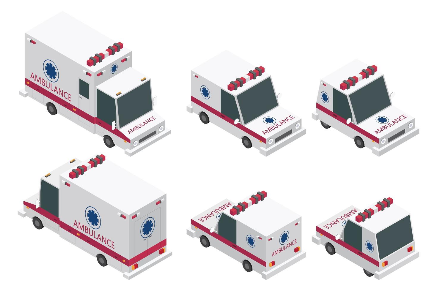 Isometric ambulance set vector