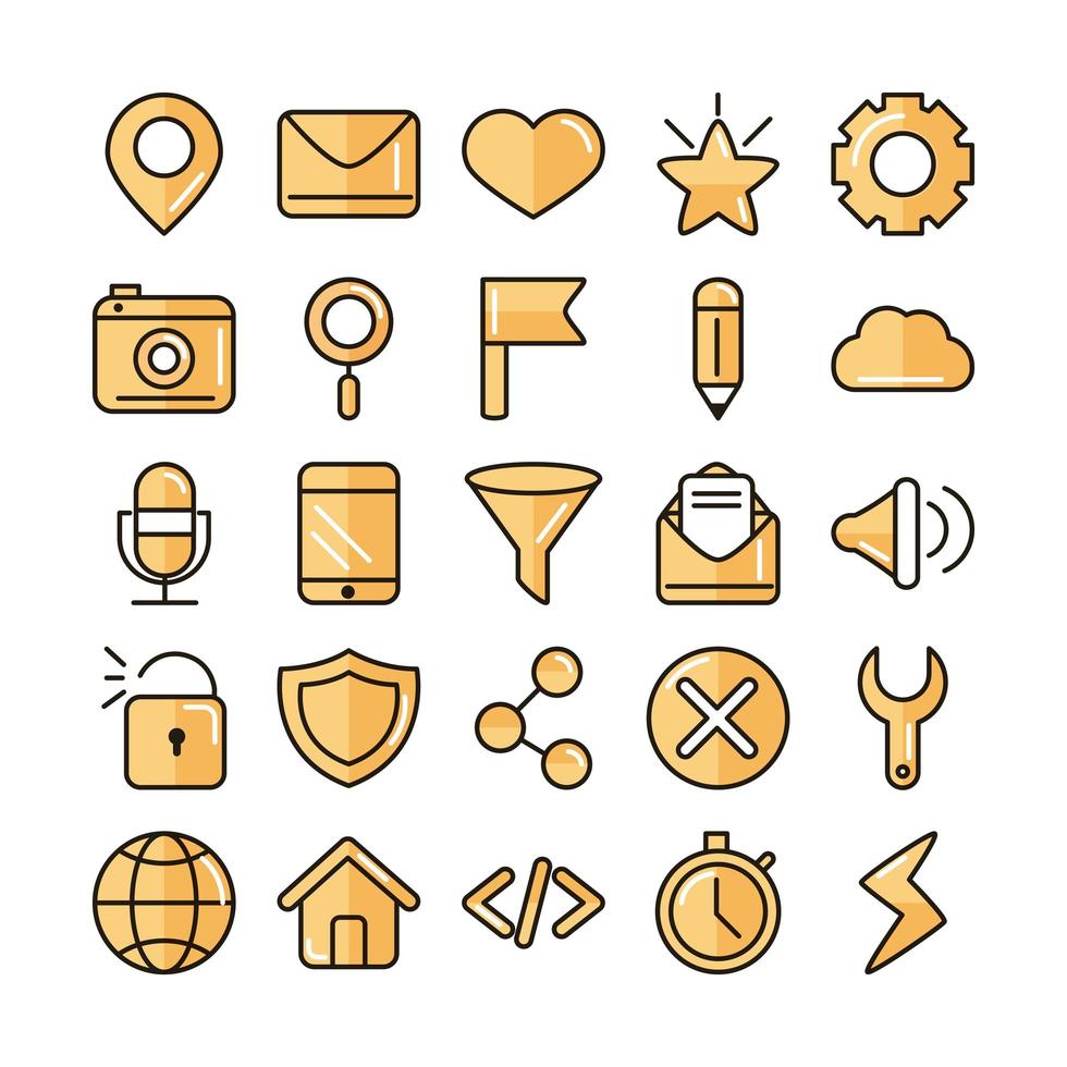 Interface, digital, and web technology icon set vector