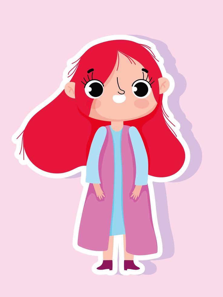 Cartoon character little girl sticker vector