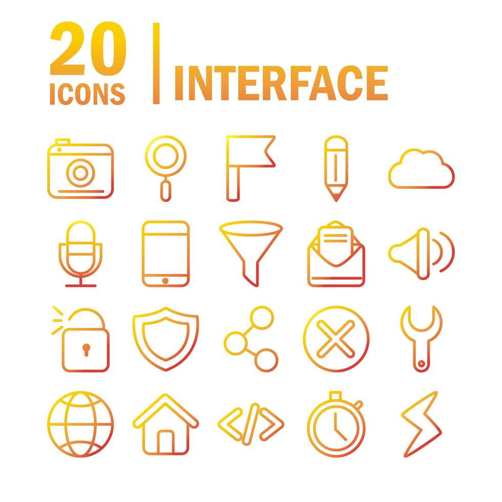 Interface, digital, and web technology icon set vector