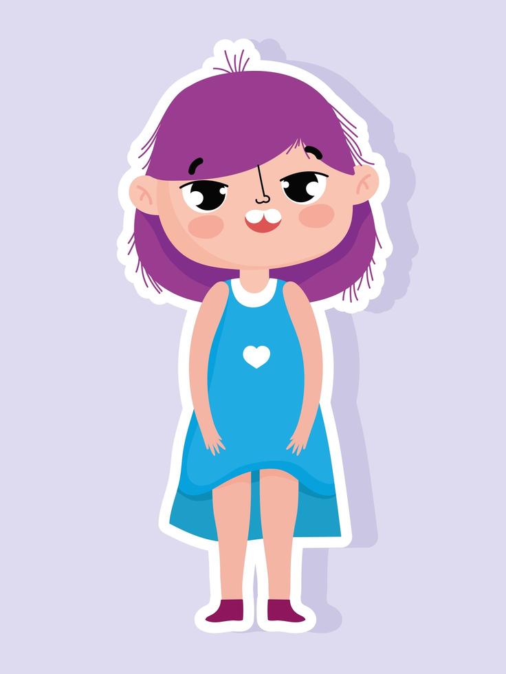Cartoon character little girl sticker vector