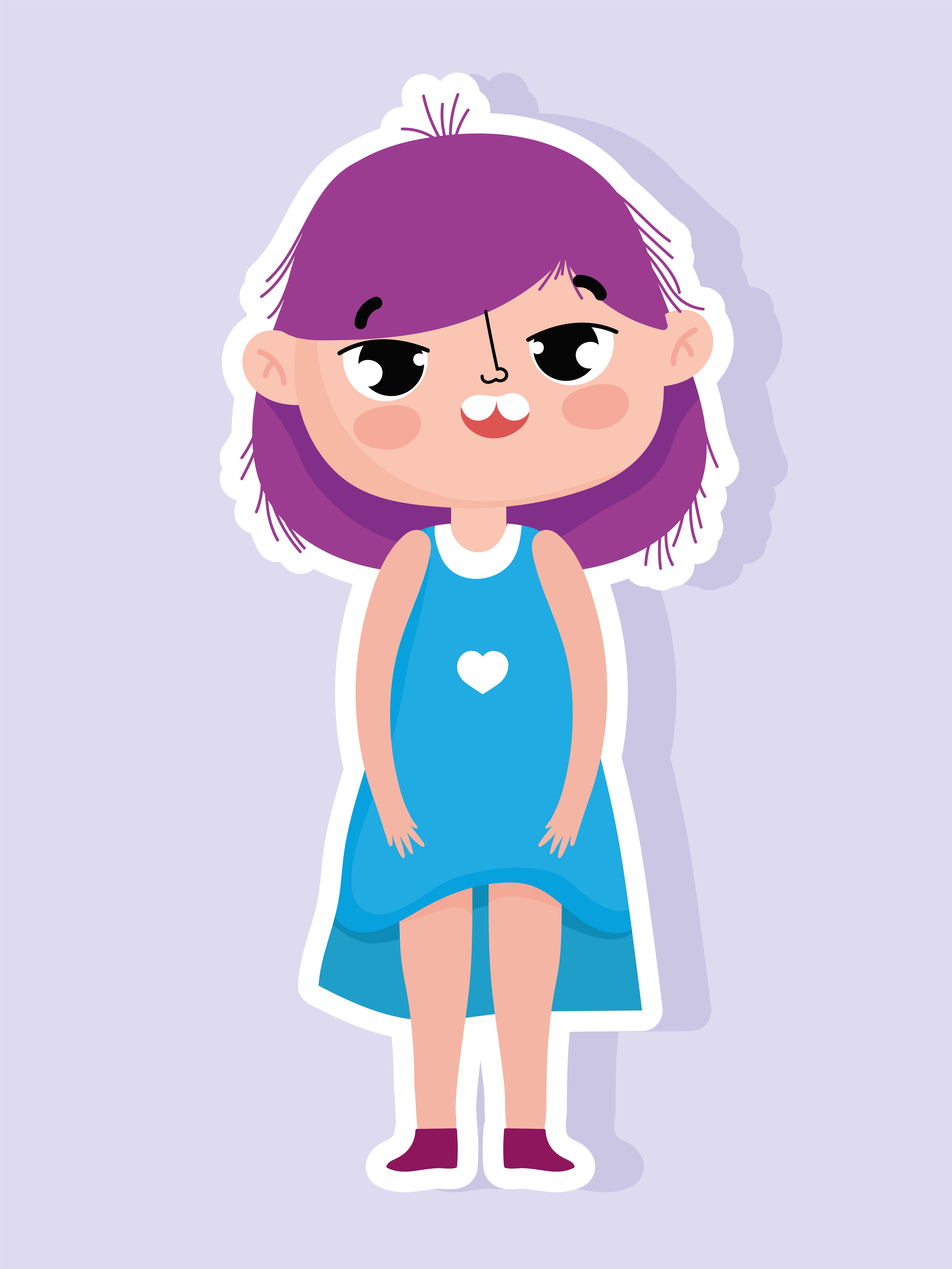 Cartoon character little girl sticker 1437794 Vector Art at Vecteezy
