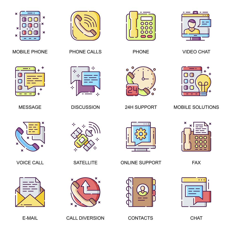 People communication, flat icons set vector