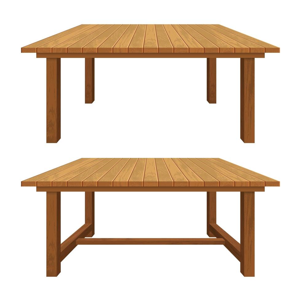 Realistic wooden textured table set vector