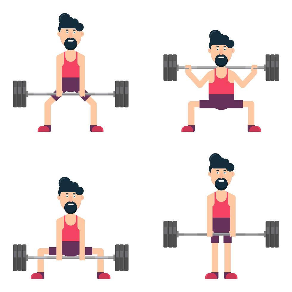 Man character lifting weights vector