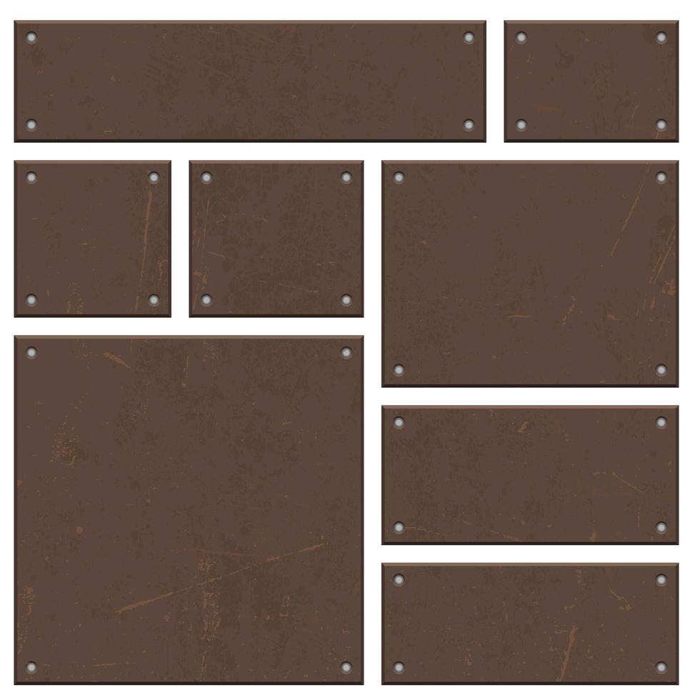 juego de tabla de hierro cuadrado o rectangular oxidado vector