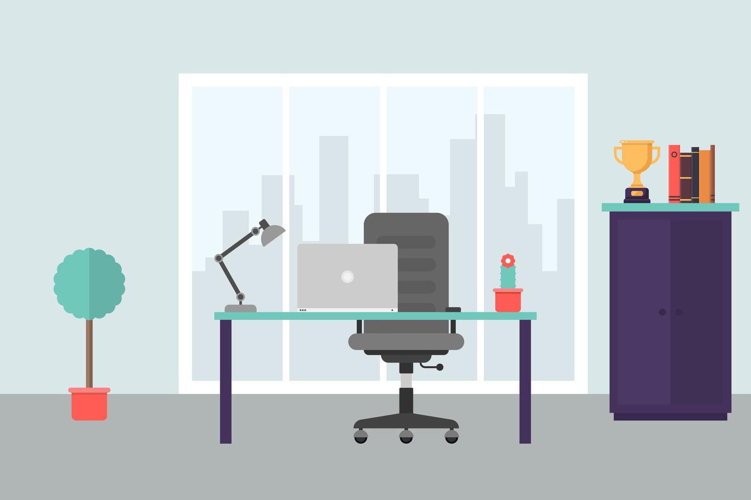 Modern office workplace in flat style vector