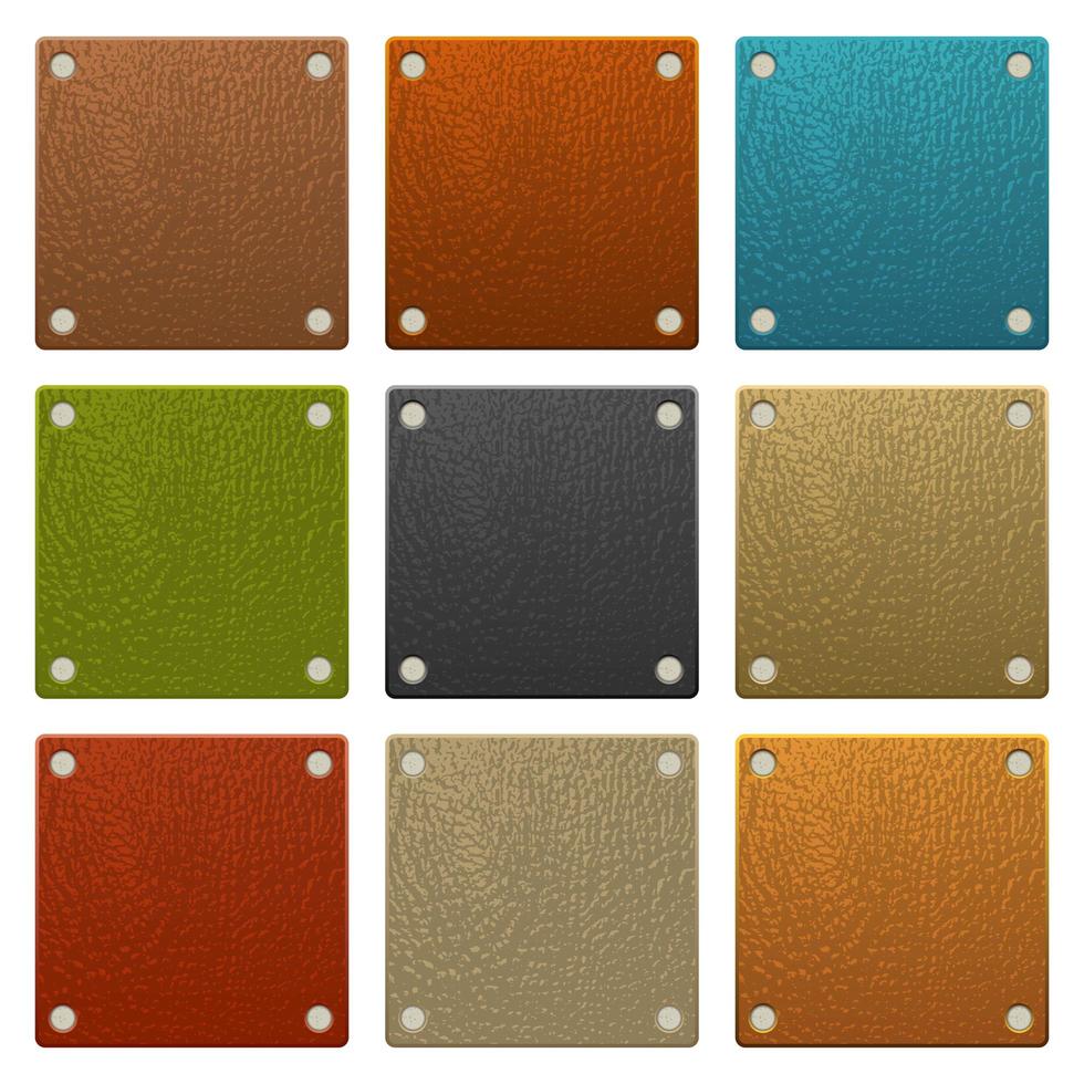 Set of square colored leather labels vector