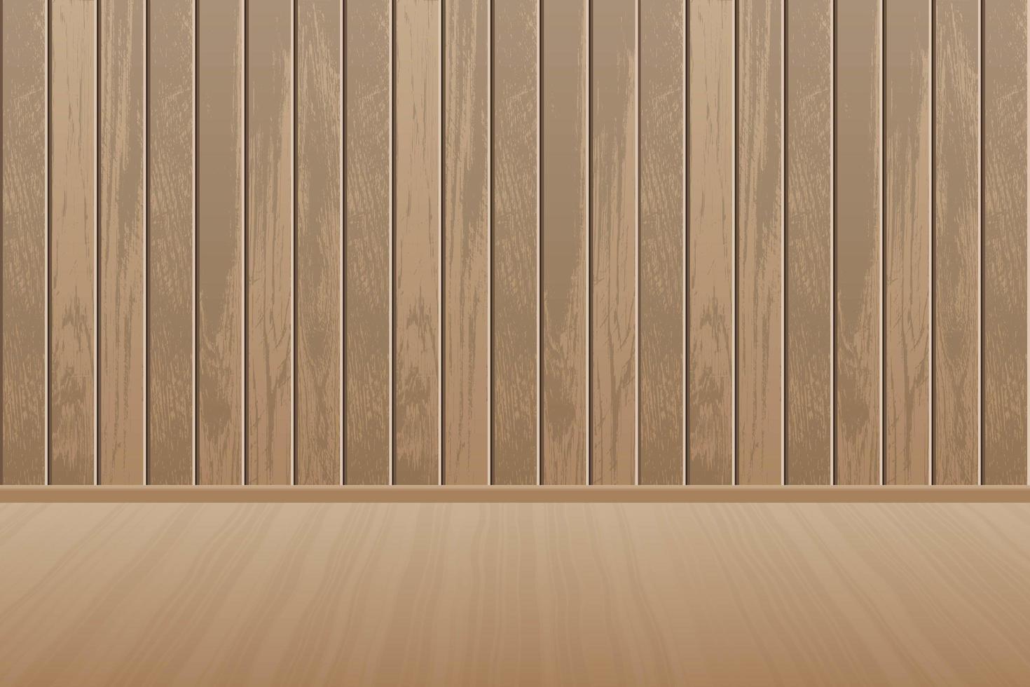 Realistic empty wooden room with wooden floor vector