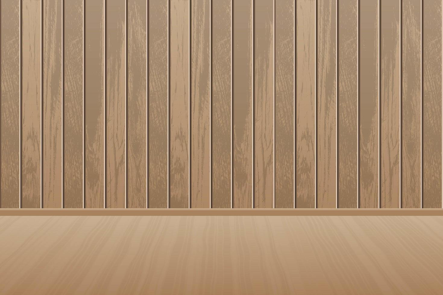 Realistic empty wooden room with wooden floor vector