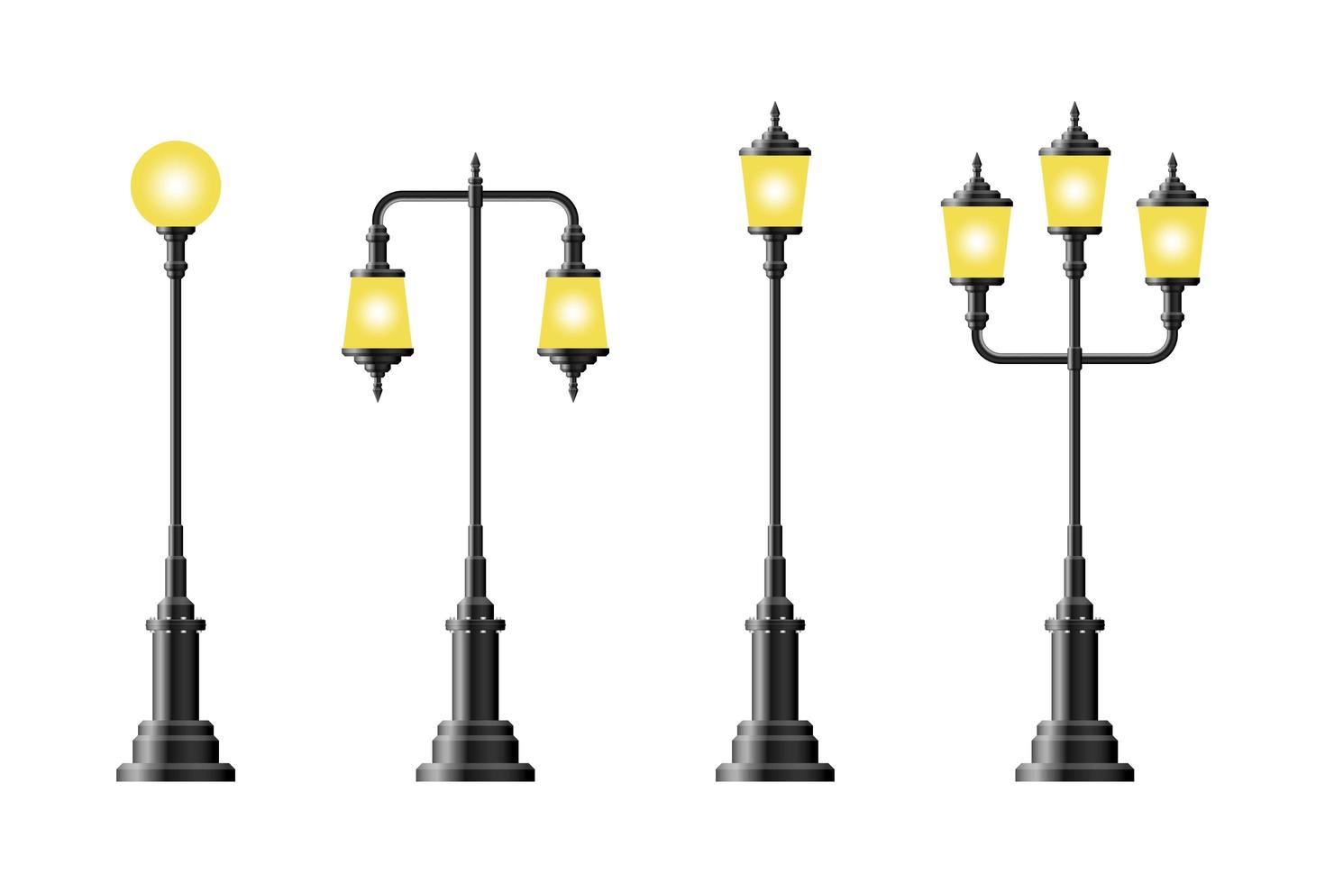 Set of realistic vintage street lamps vector