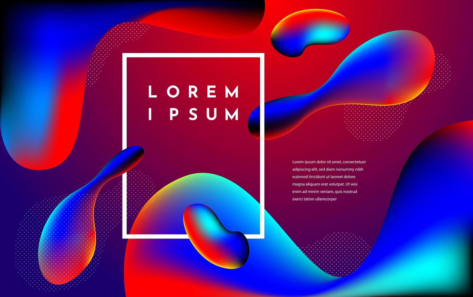 Modern style red and blue liquid shapes composition vector