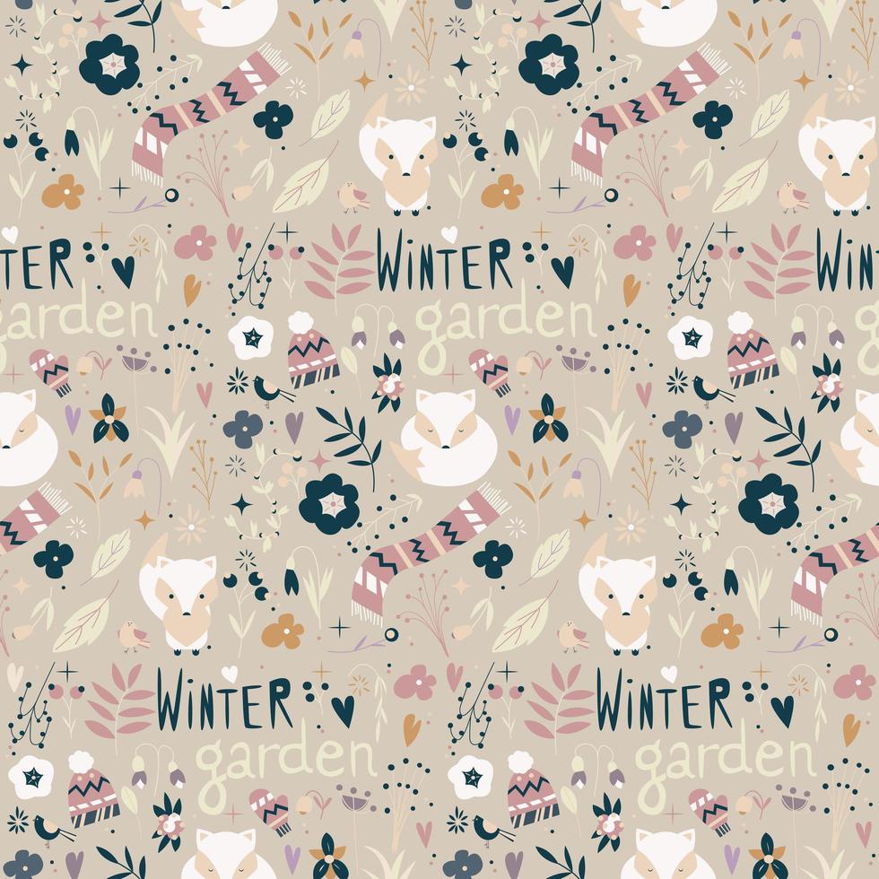 Seamless pattern with winter garden flower vector