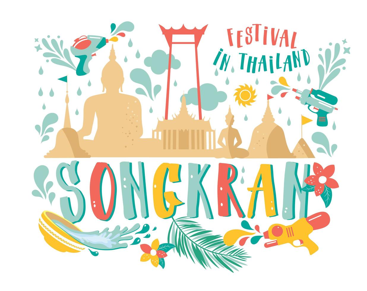 Songkran festival banner vector