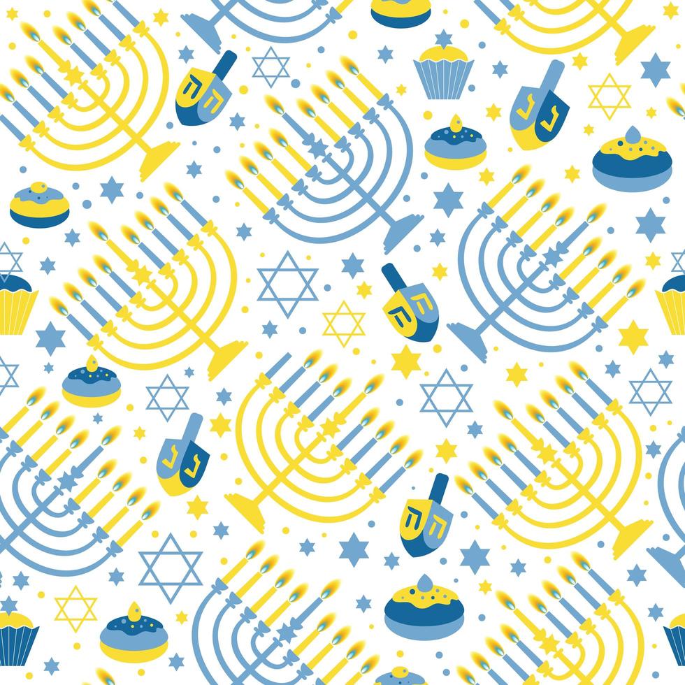 feliz fondo de impresión de hanukkah con menorah vector