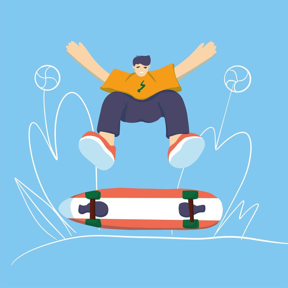 Stylish skater in jeans and sneakers vector