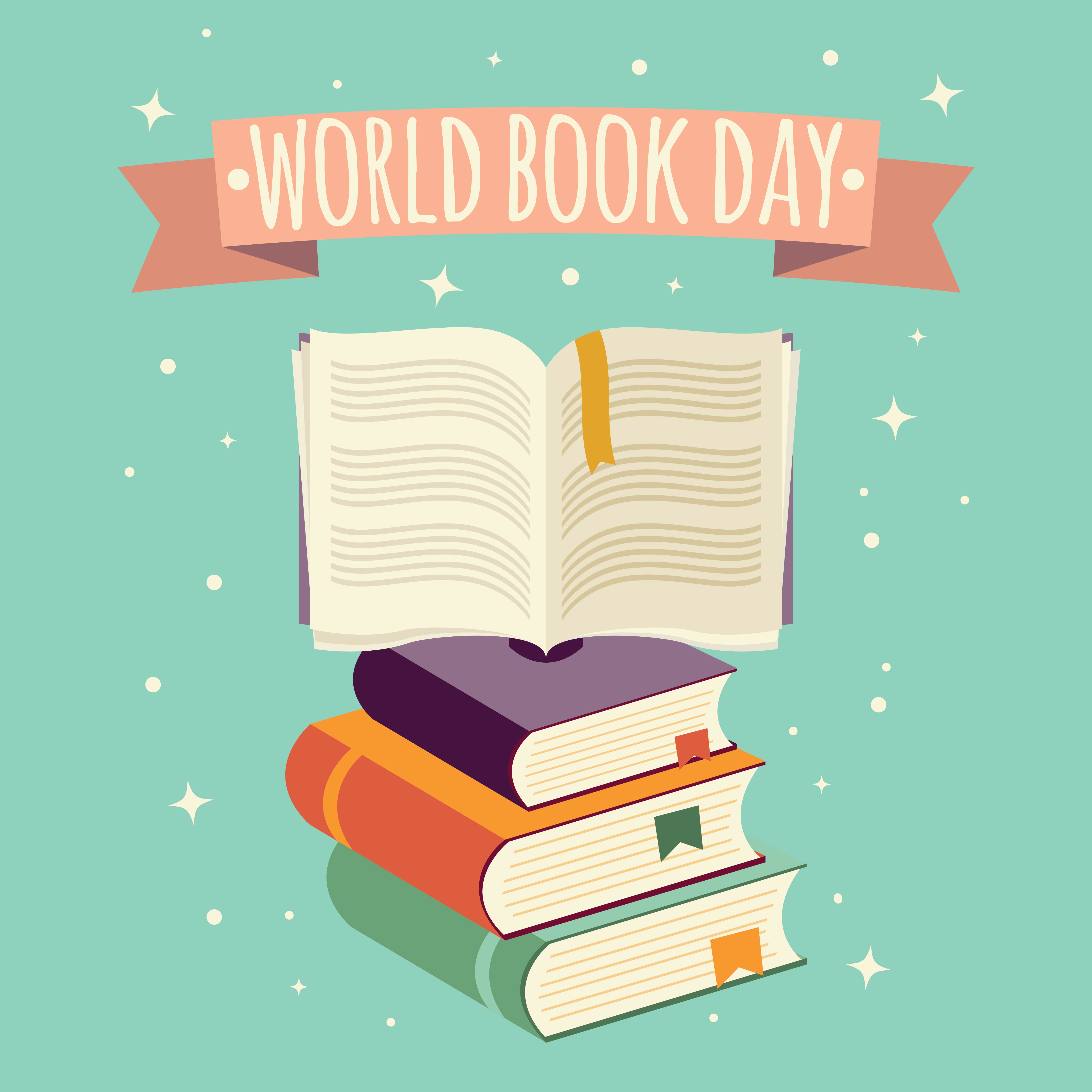 World book day, open book with festive banner 1444776 Vector Art at ...