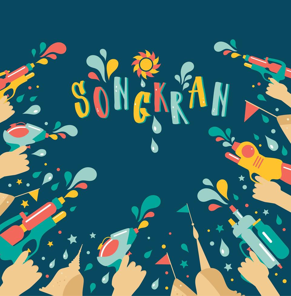 increíble diseño del festival songkran de tailandia vector